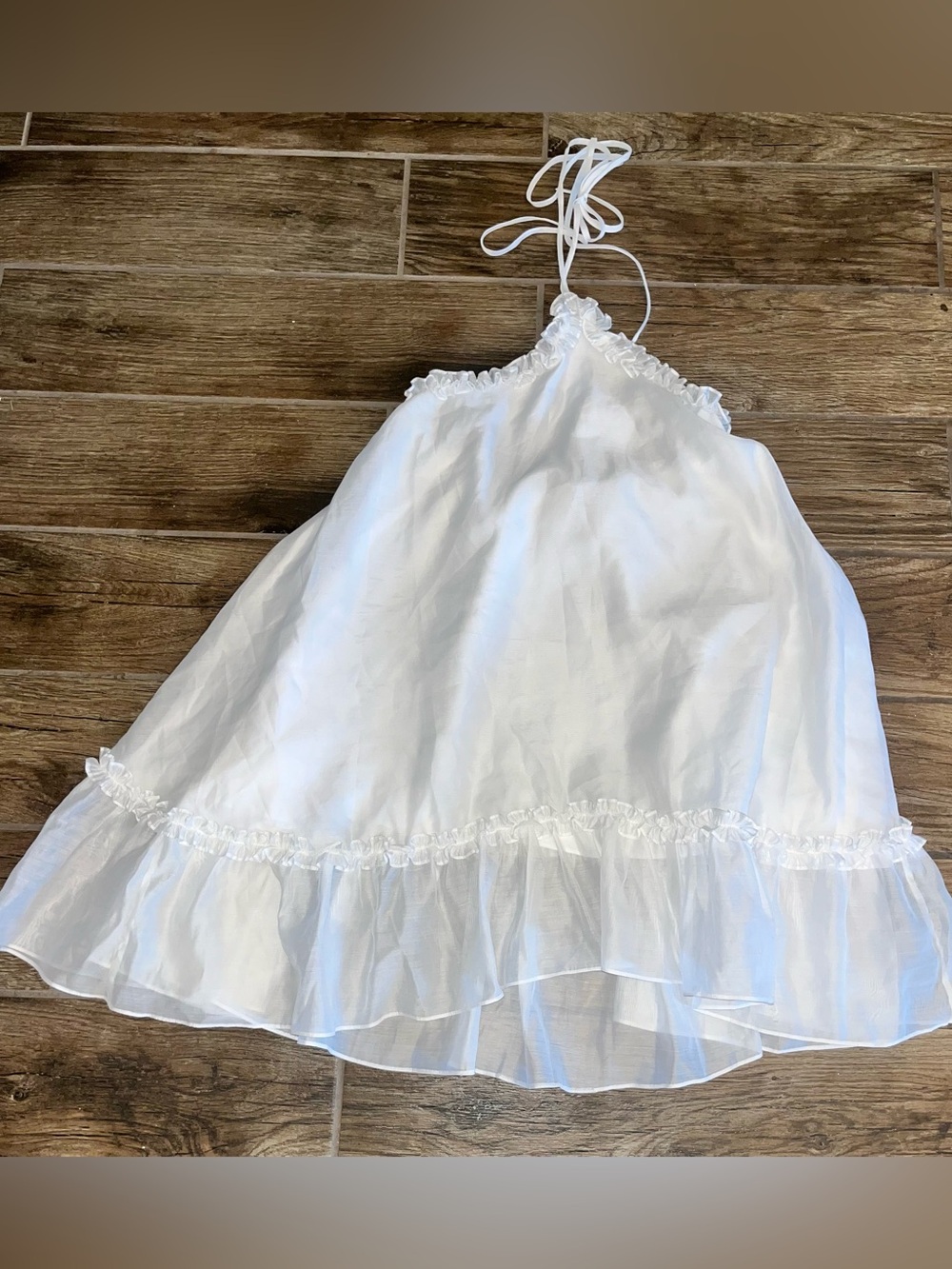 NWT Adeirlina White Ruffled Halter Baby Doll Dress Flowy
